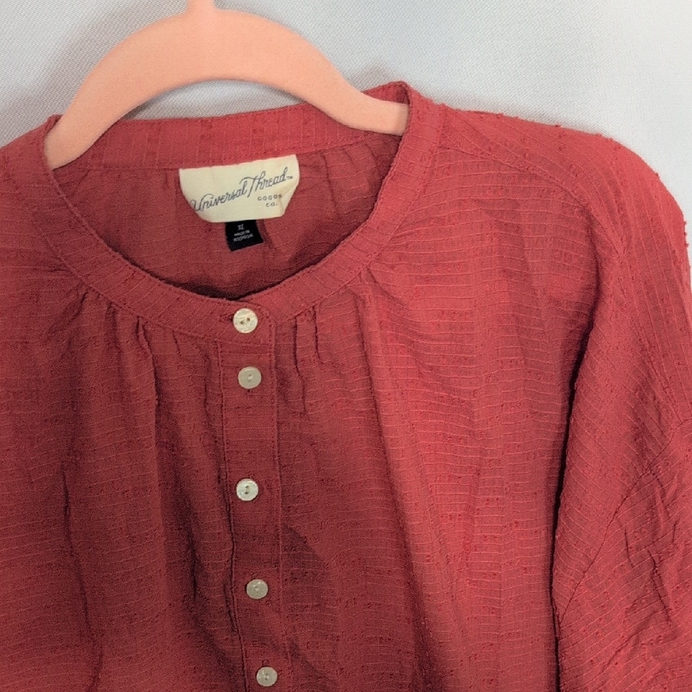 Universal Thread Rust Button Down Blouse - Picture 5 of 7